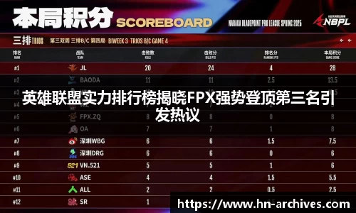 英雄联盟实力排行榜揭晓FPX强势登顶第三名引发热议